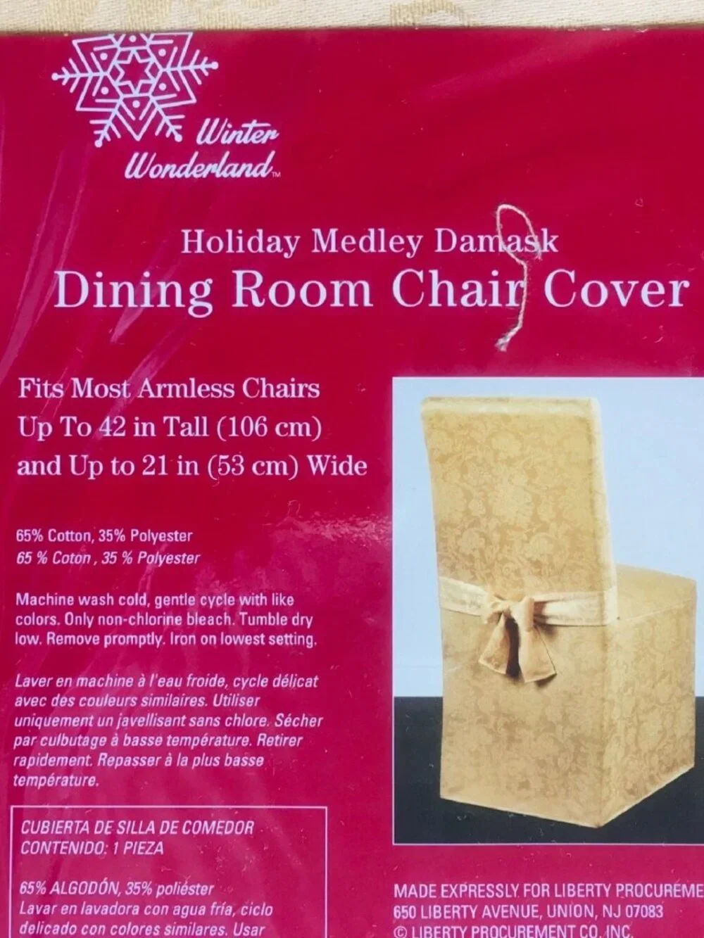 2 brand new YELLOW Holiday Medley Damask Chair Covers for Dining Room Chairs